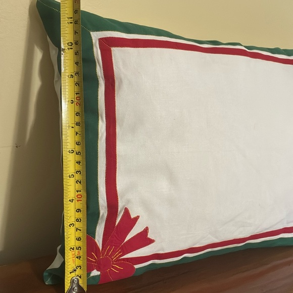 Embroidered Poinsettia-Bow Rectangular Pillow - Picture 9 of 10